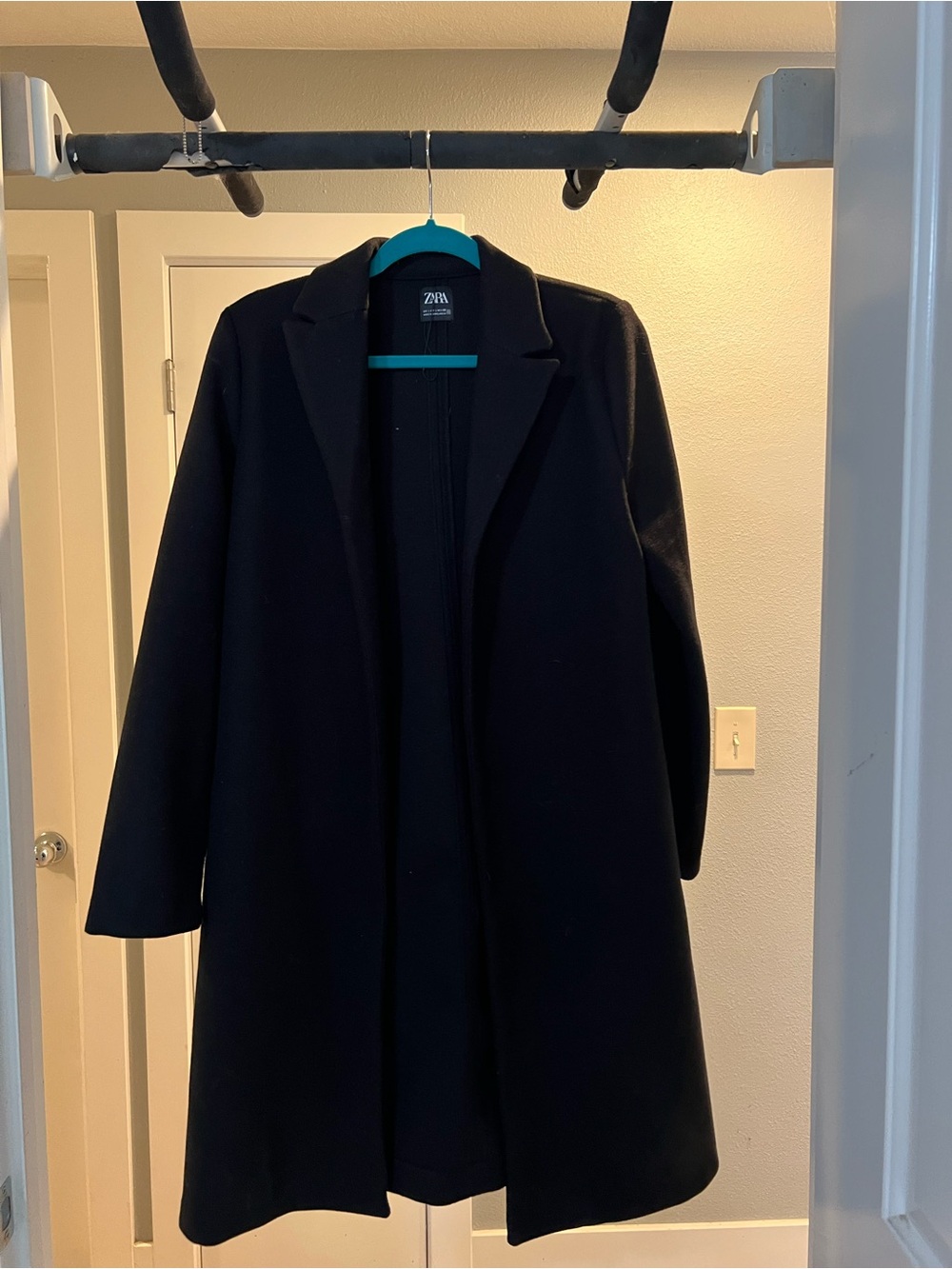 Zara Black Long Wool-Blend Coat